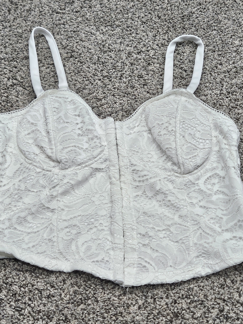 Moa Moa White Lace Bustier Crop Tank Top